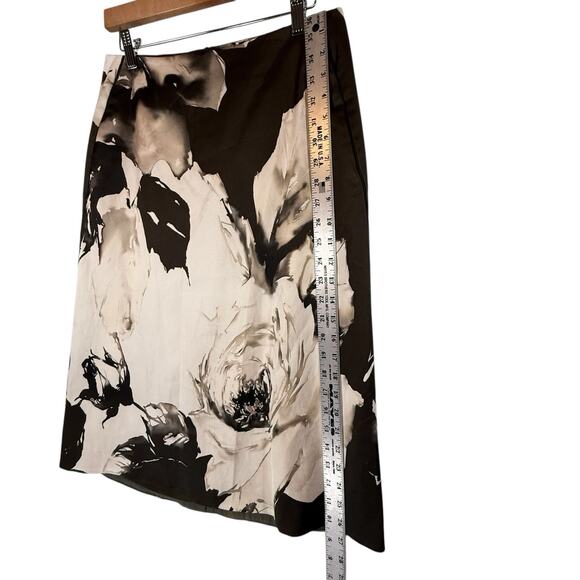Lafayette 148 Brown Floral Pencil Skirt Rose Midi SIZE 2 Womens Watercolor - Picture 8 of 11